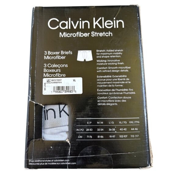 Calvin Klein Microfiber Stretch Boxer Briefs 3 Pack Size XL - Picture 2 of 5